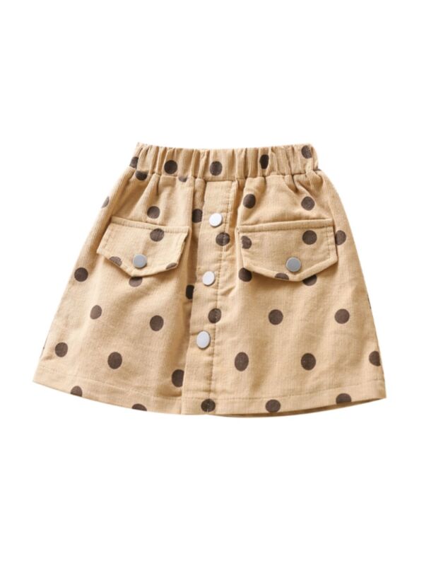 Kid Girl Polka Dots Button Skirt