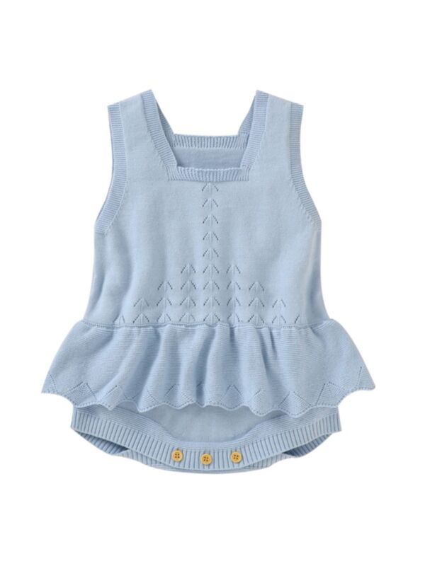 Baby Girl Solid Color Peplum Knit Bodysuit
