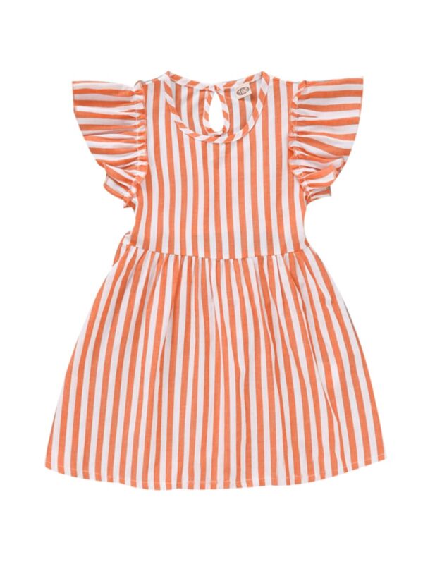 Flutter Sleeve Stripe Kid Girl Dress