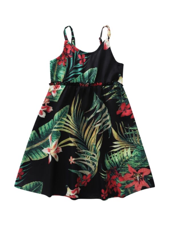  Little Girl Tropical Print Cami Dress