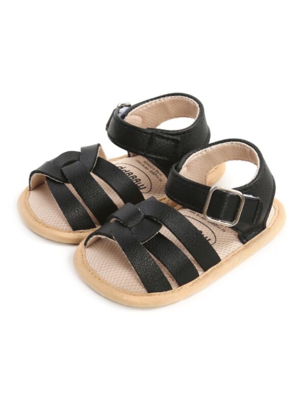 Baby Girl Solid Color Criss-Cross Strap Sandals