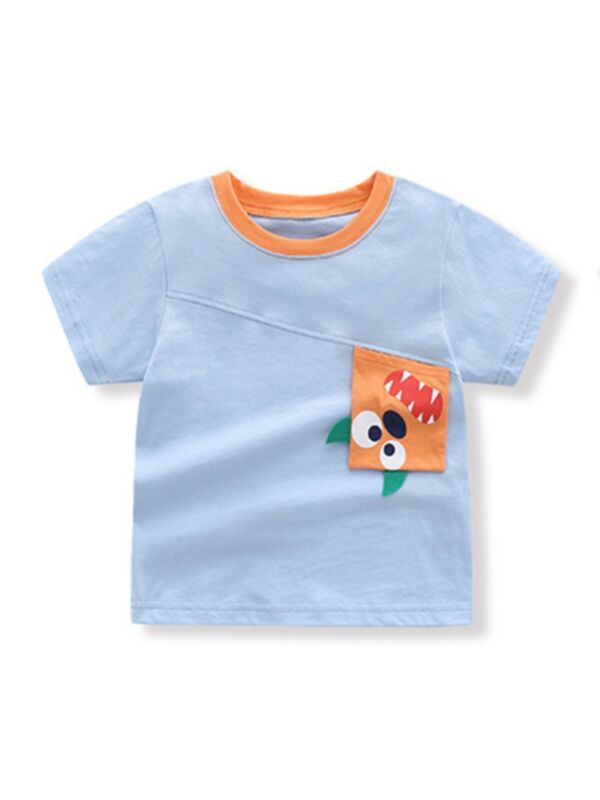 Boy Round Neck Monster Pattern Tee