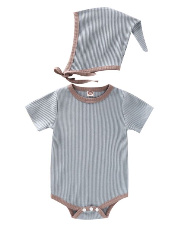 Two-Piece Baby Ribbed Onesie With Hat 