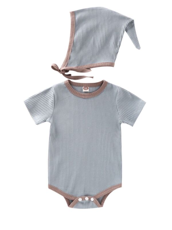 Two-Piece Baby Ribbed Onesie With Hat