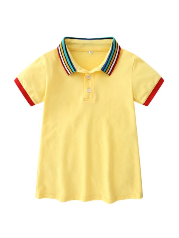 Girl Stripe Collar Polo Shirt Dress
