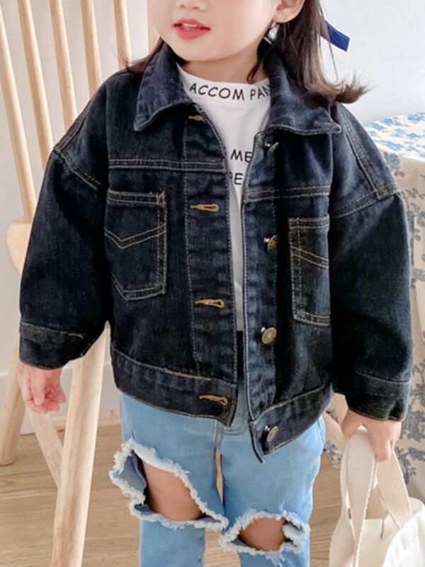Little Girl Denim Jacket In Black