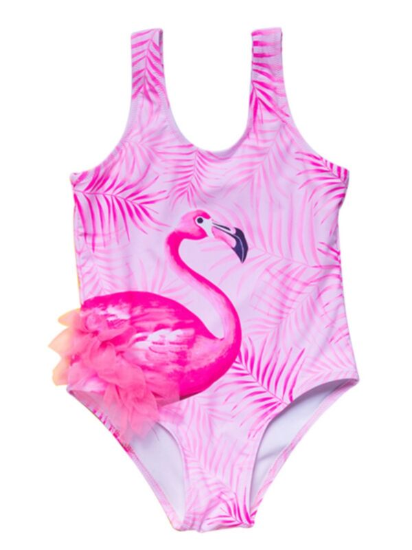 Girl Flamingo One Piece Swimsuit
