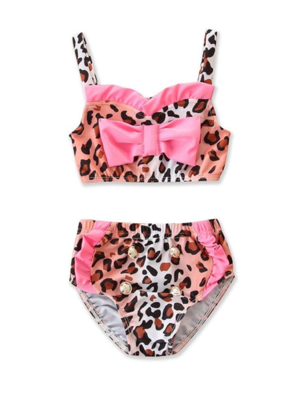 Two Pieces Girl Leopard Bikini Swimwear 