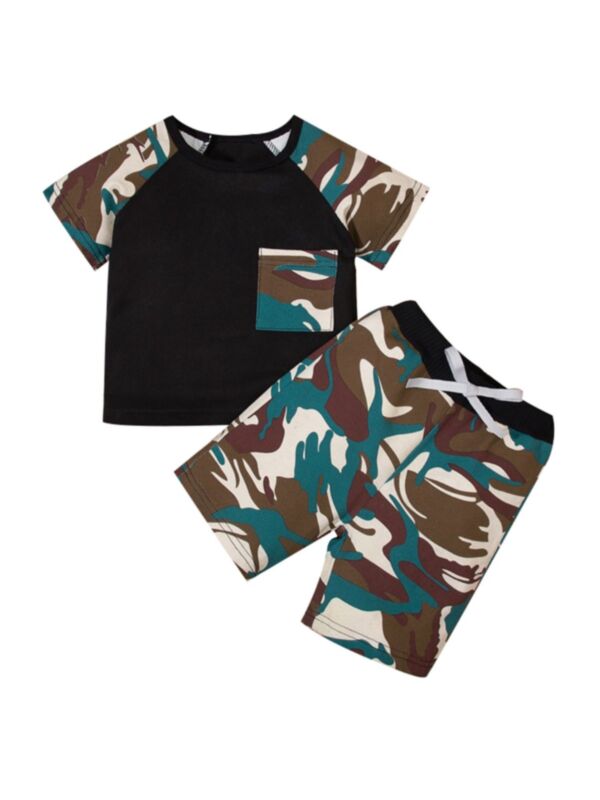 Two Pieces Baby Boy Camo Set Top And Shorts 