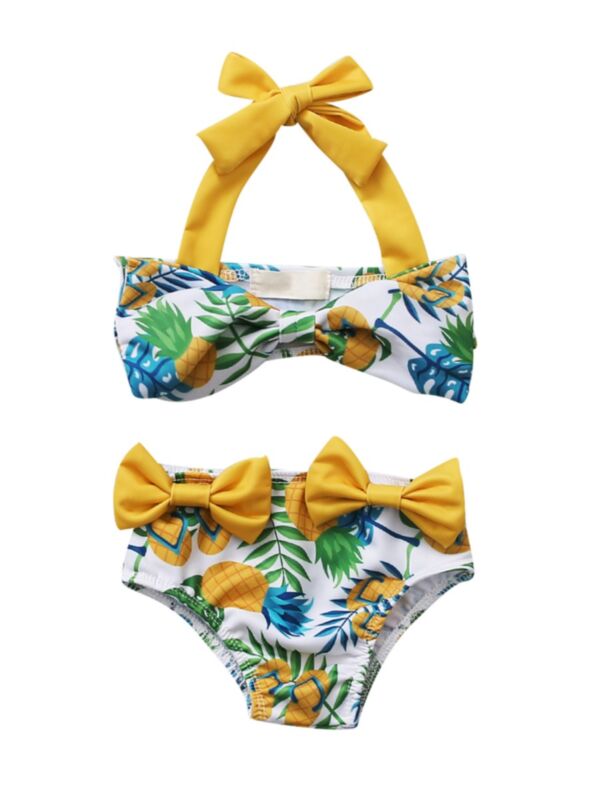 Two Pieces Little Girl Fruit Print Bikini Swimsuit