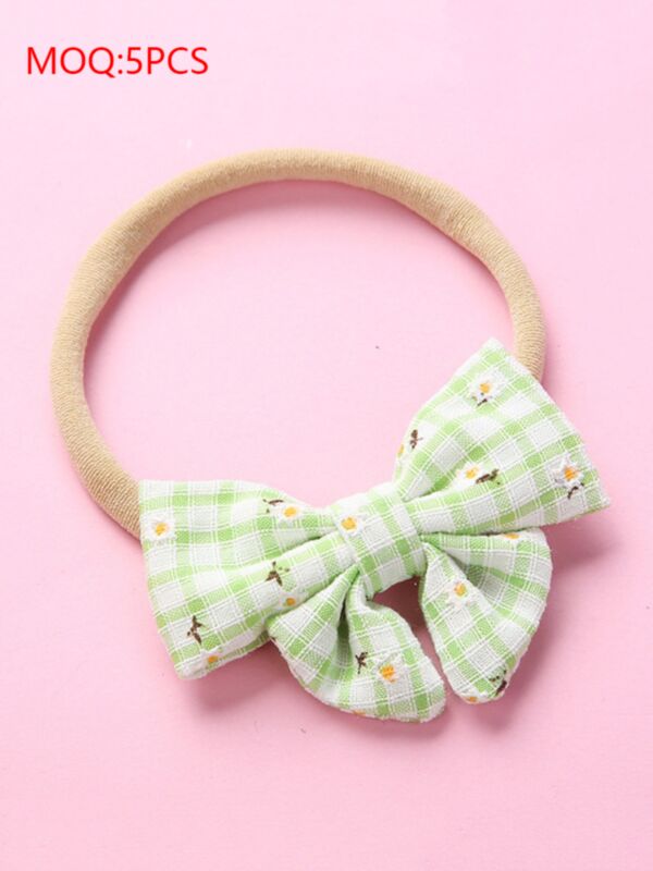 Girl Plaid Bow Decor Headband