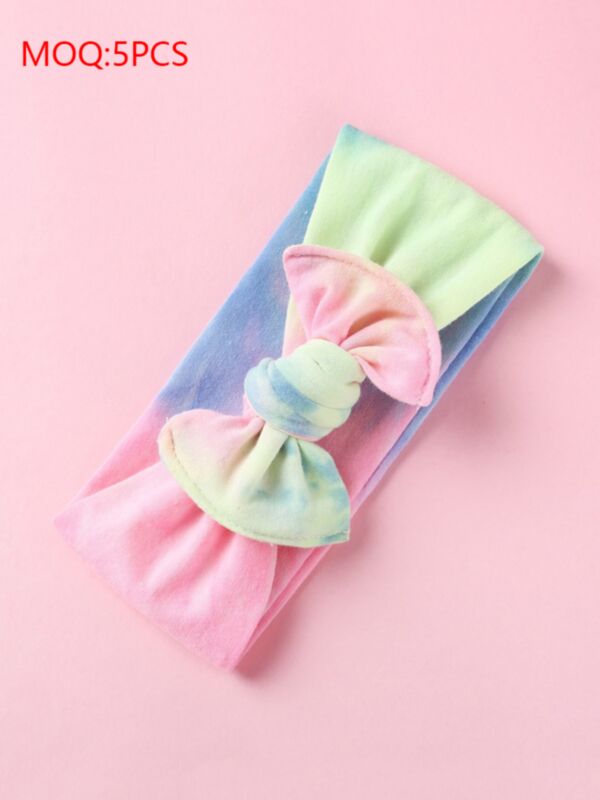 5 Pcs Baby Bow Decor Tie Dye Headbands