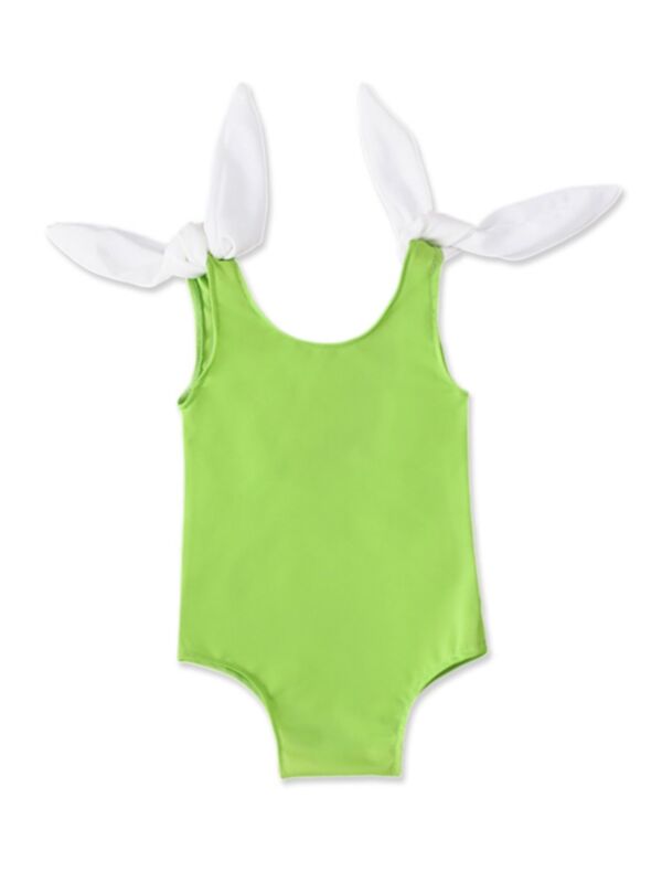 Baby Girl Backless Solid Color One Piece Bathing Suit