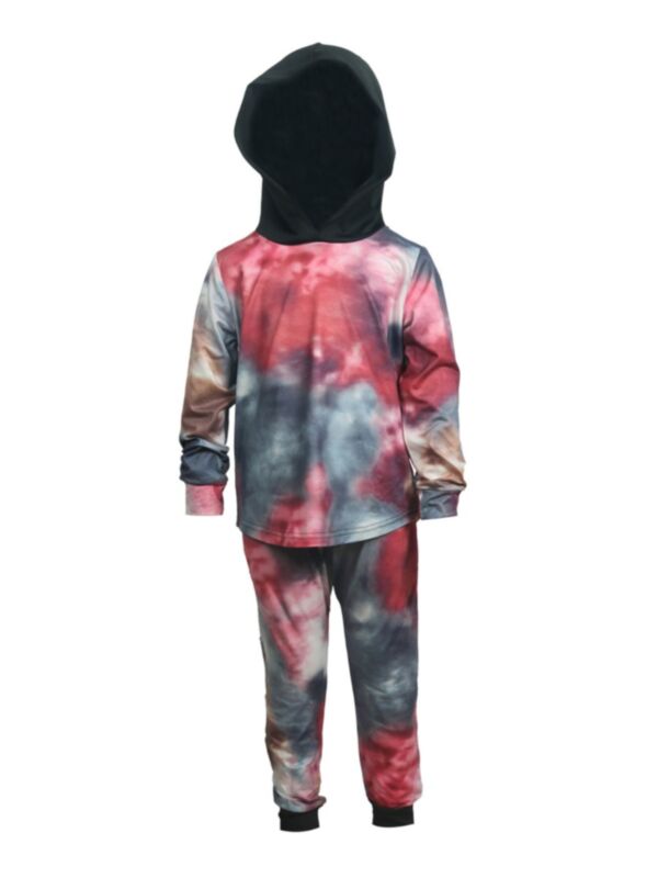 2 Pieces Kid Boy Tie Dye Set Hooded Sweatshirt And Sweatpants