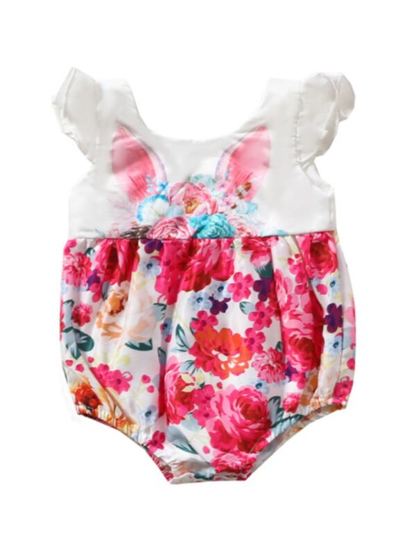 Baby Girl Ear Flower Print Bodysuit