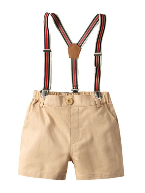 Pure Color Suspender Shorts For Baby Boy