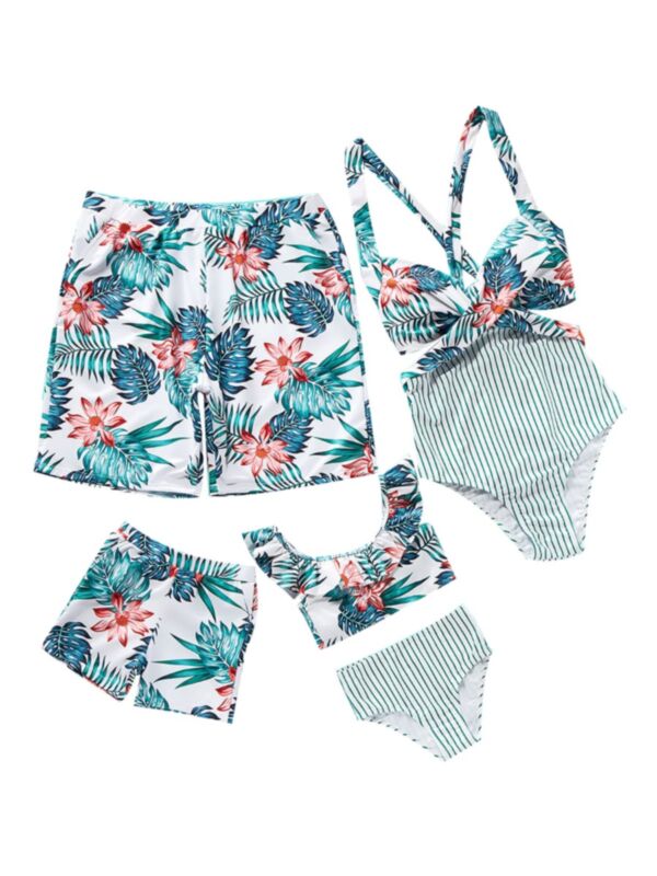 Family Matching Plant Flower Graphic Swimsuit