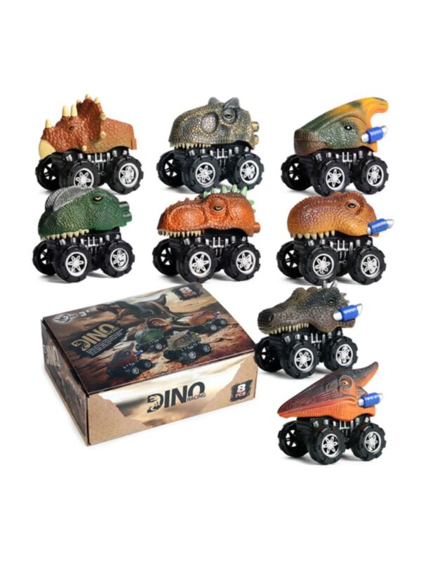 8 Pieces Kid Boy Dinosaur Car Set