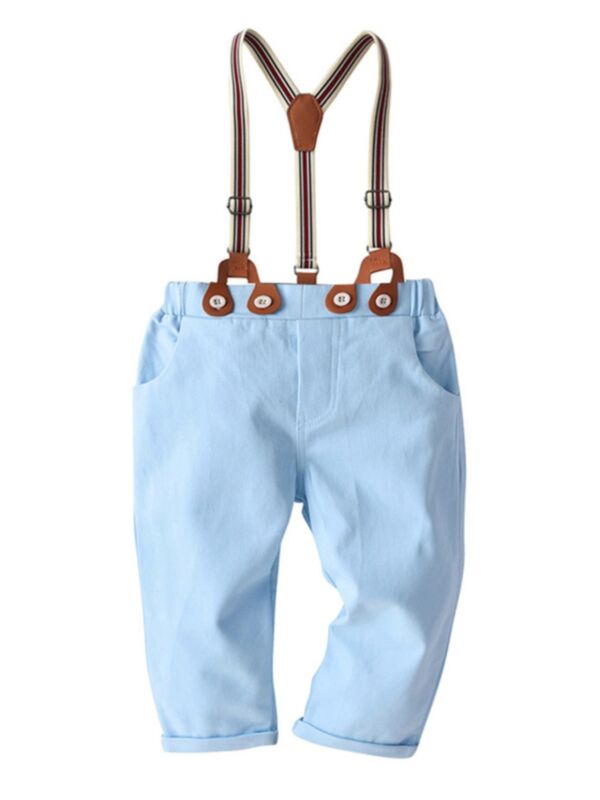 Baby Boy Solid Color Suspender Pants