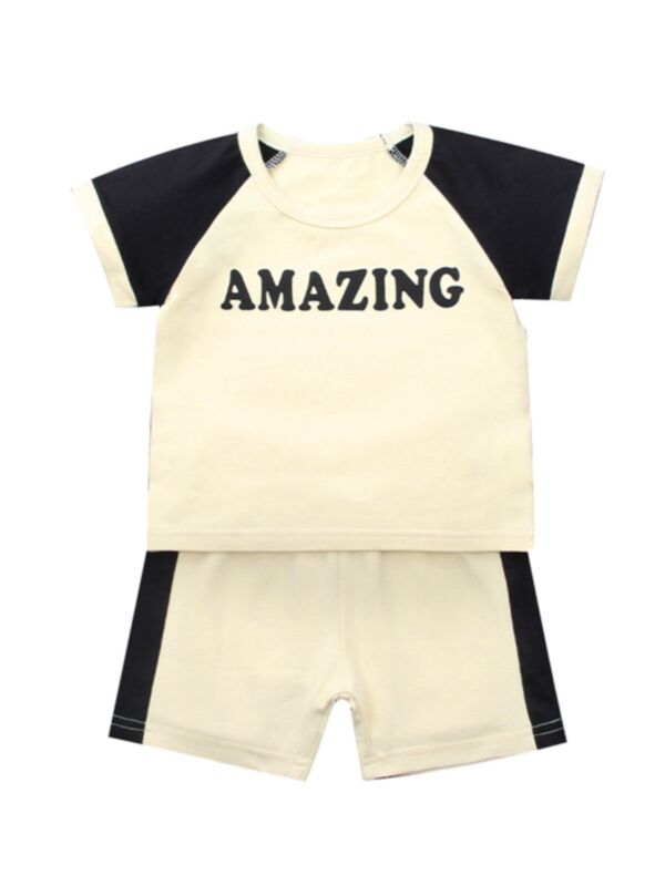 2 PCS Baby Boy AMAZING Print Set Raglan Sleeve Top With Shorts