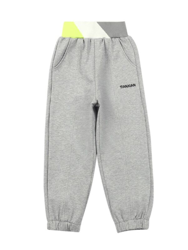 Kid Girl Letter Pattern Hit Color Sweatpants