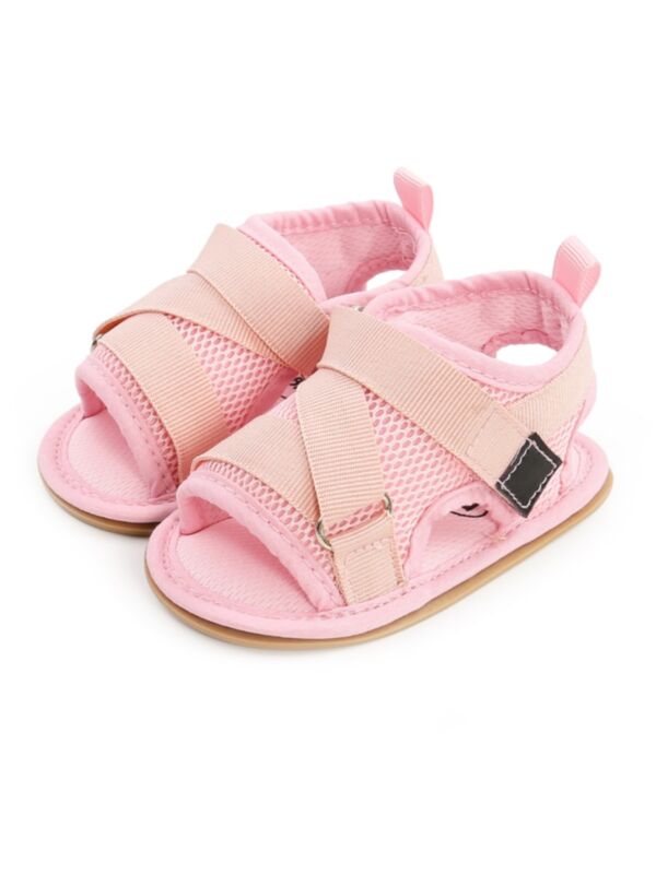 Baby Velcro Solid Color Mesh Sandals