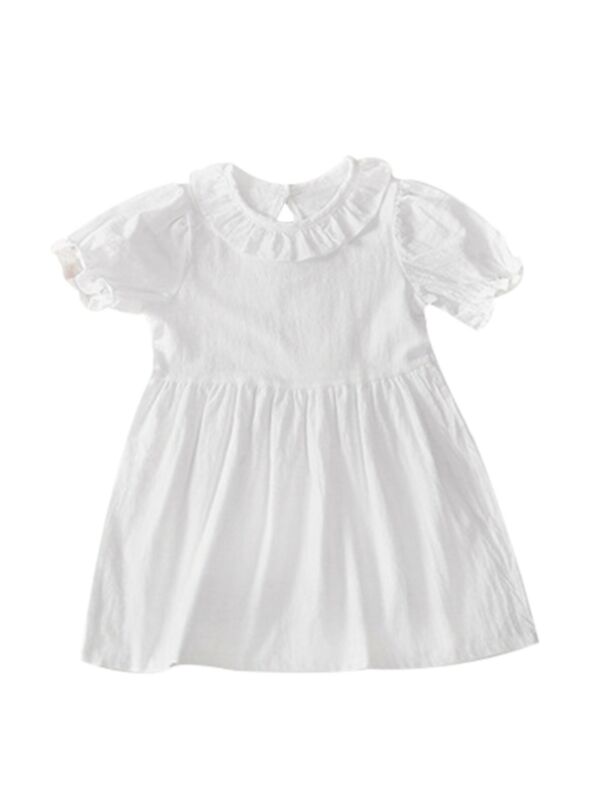 Little Girl Frill Neck White Dress