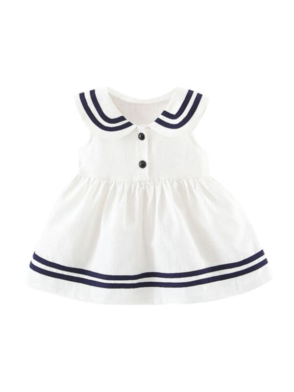 Baby Girl Stripe Detail Navy Dress