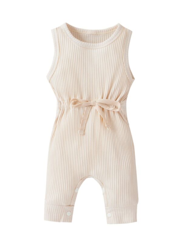 Baby Ribbed Belted Tank Jumpsuit