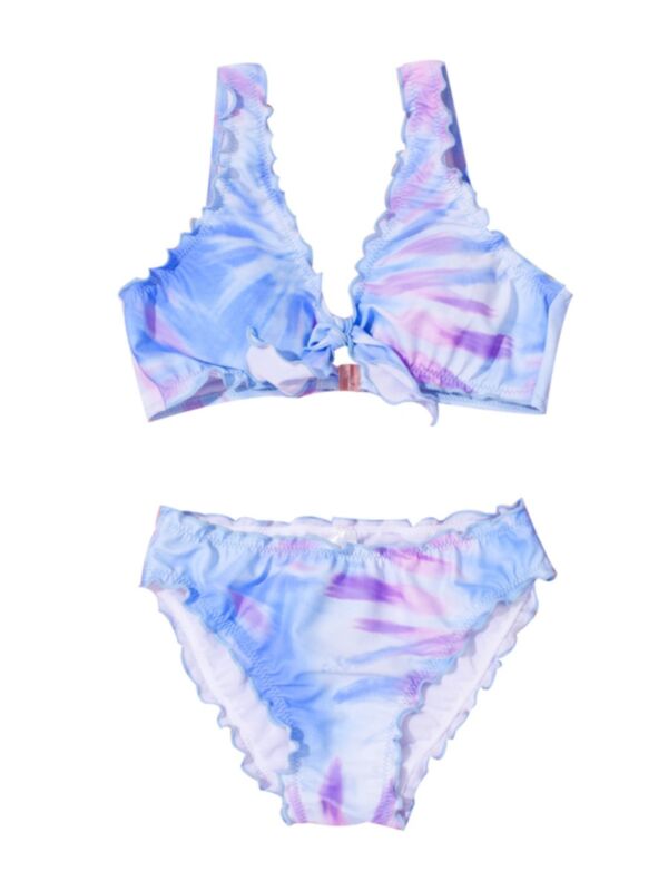 2 Pieces Little Big Girl Tie Dye Bikini Swimsuit
