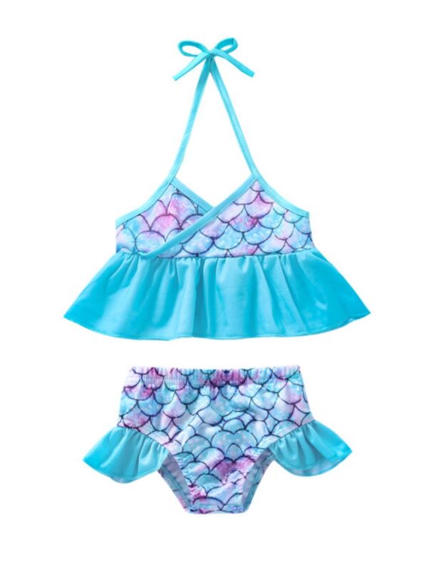 Kid Girl Fish Scale Bikini Set