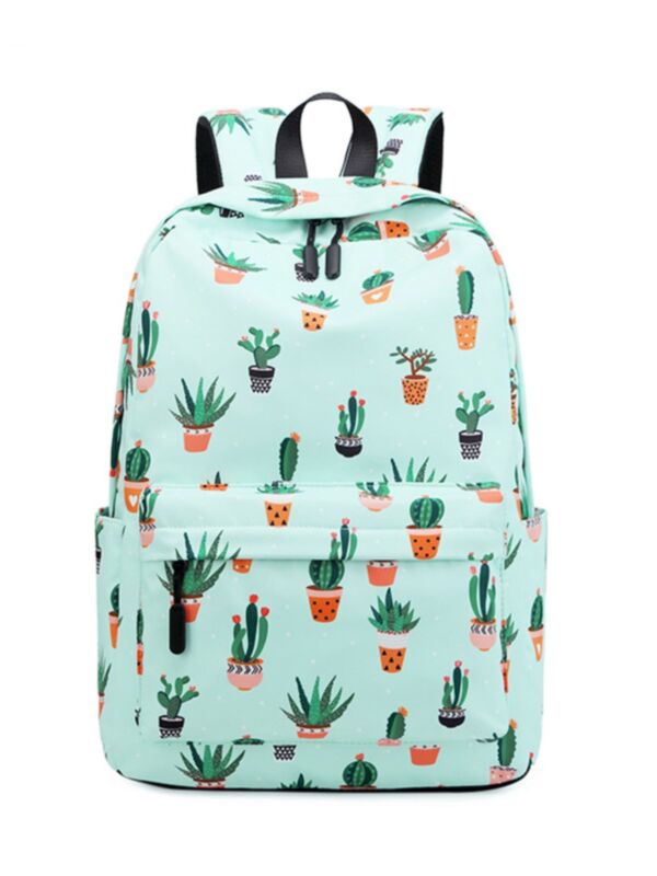 Kid Girl Cactus Print Schoolbag