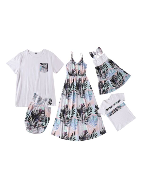Family Matching Outfit Tropical Print Dress Tee