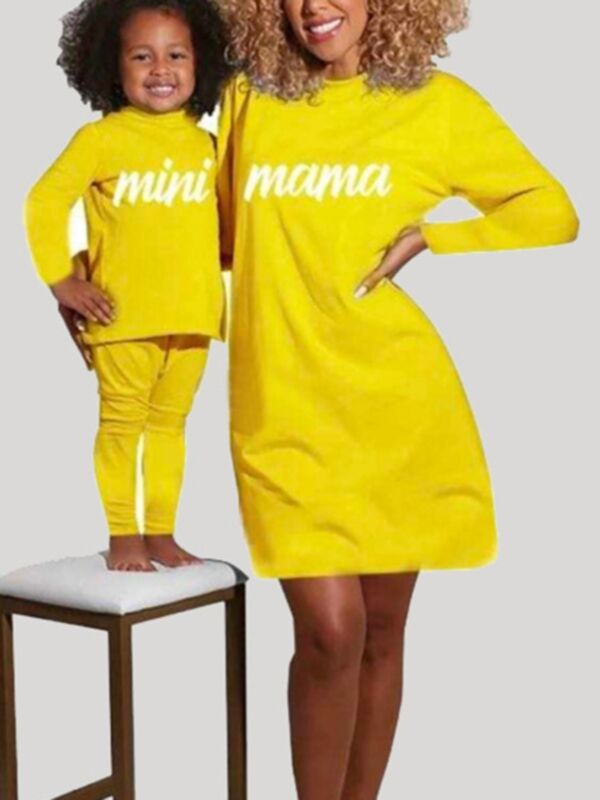 Mini Mama Print Matching Mother Daughter Outfit