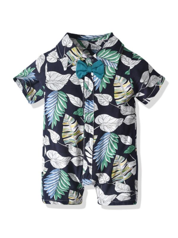Baby Boy Tropical Print Romper Not Include Bow Tie