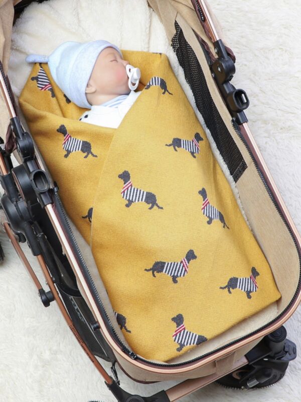 Baby Dog Print Knitted Blanket