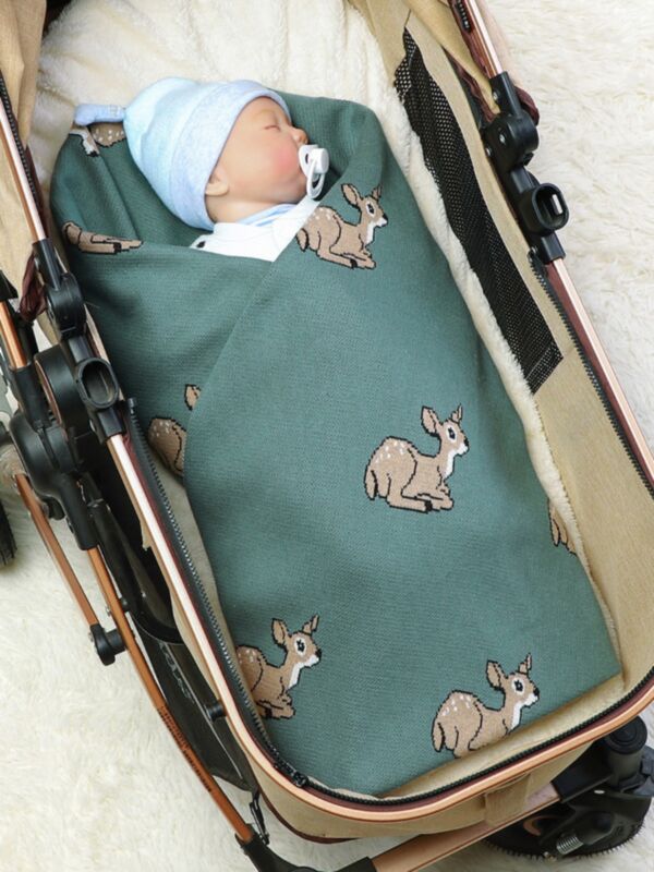 Baby Elk Print Knit Blanket