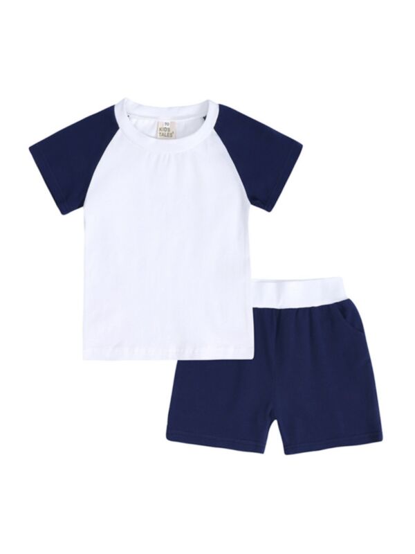 Two Pieces Kid Raglan Sleeve Tee With Shorts Set Kids Wholesale Clothing 210420253
