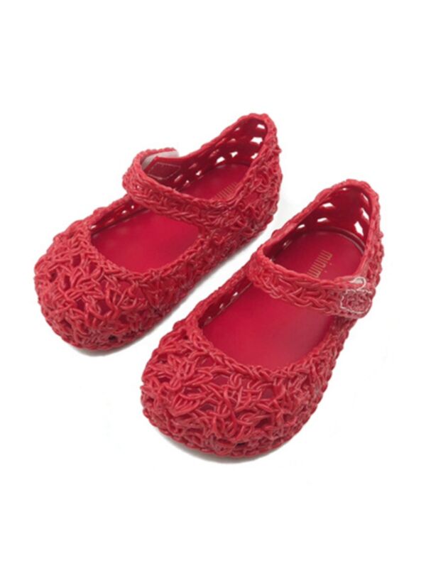 Toddler Kid Girl Solid Color Close Toe Plastic Sandals Red