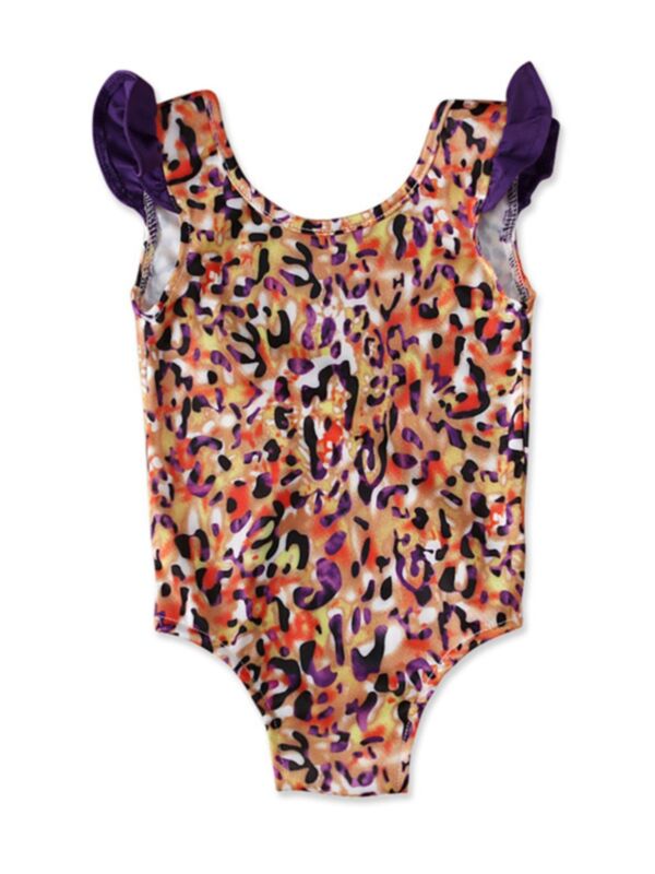 Toddler Girl Leopard Flutter Sleeve One Piece Swimsuit