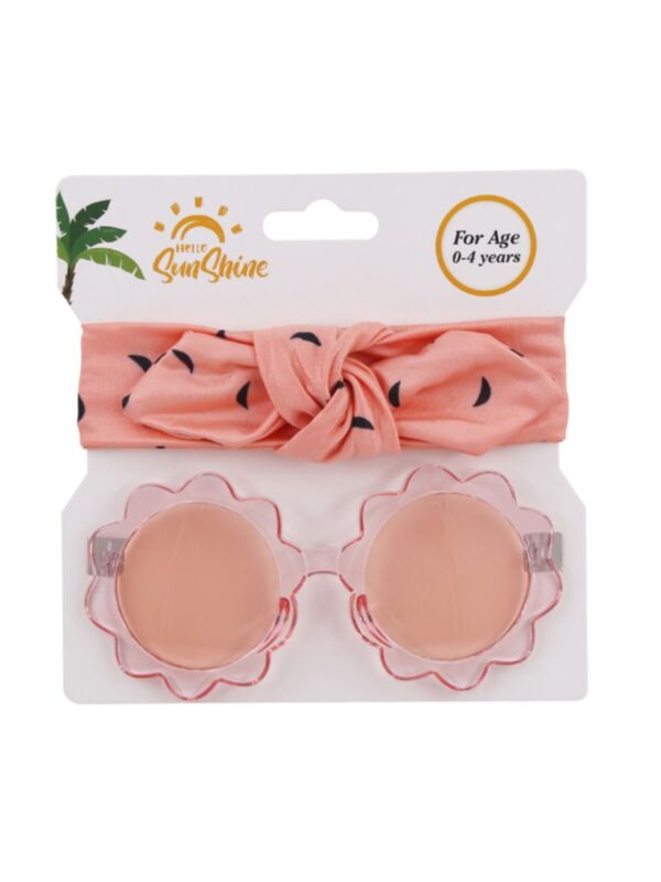 Little Girl Flower Frame Sunglasses And Headband Set