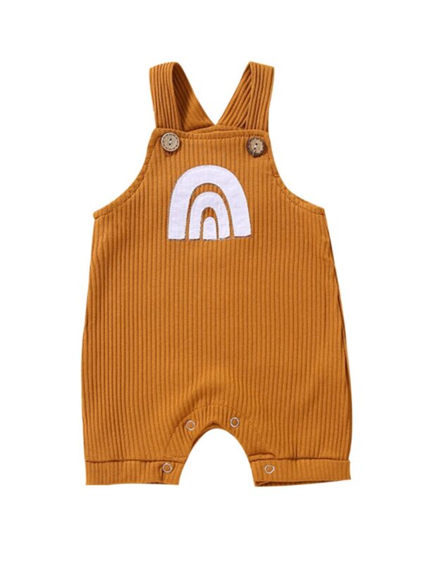 Baby Rainbow Print Ribbed Overall Romper Wholesale Baby Boutique Clothing