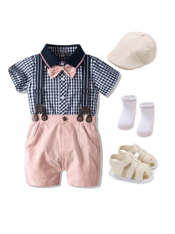 5 Pieces Infant Boy Checked Formal Outfit