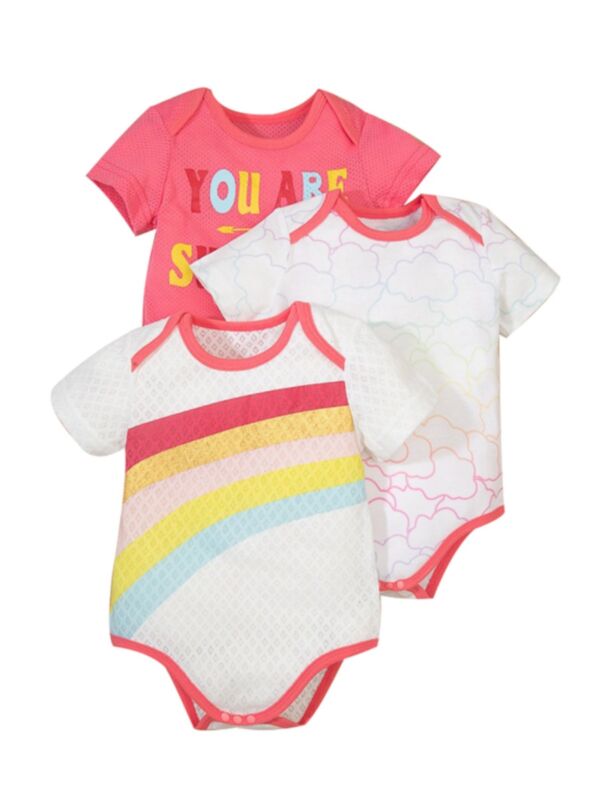 3 Pieces Baby Girl You Are Sunshine Graphic Bodysuits Set