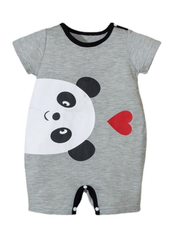Bear Love Heart Print Baby Jumpsuit 210426223