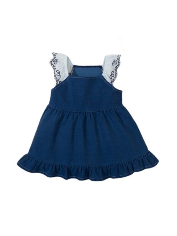 Baby Girl Ruffle Trim Flutter Sleeve Dress