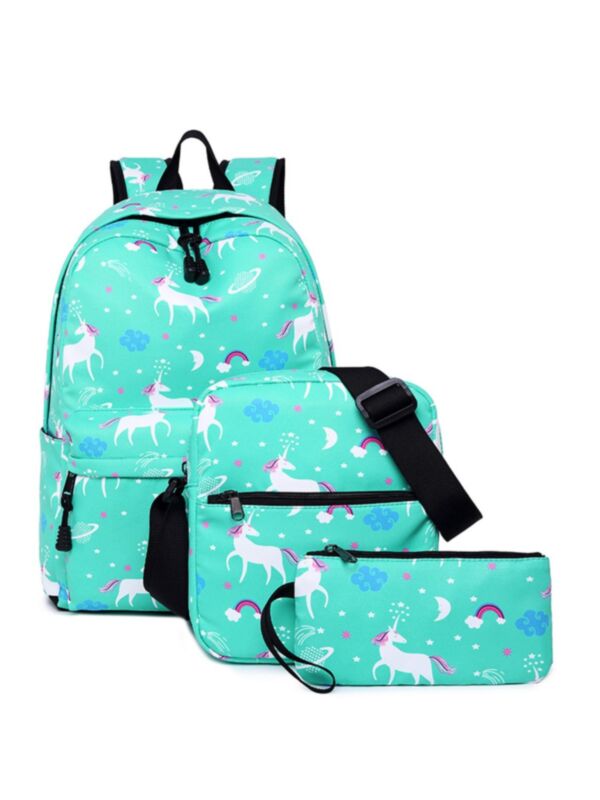 Kid Unicorn Backpack Messenger Bag Pencil Case Set