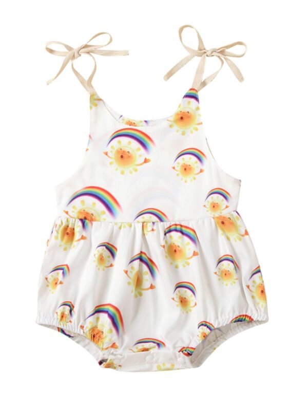 Baby Girl Rainbow & Sun Print Cami Bodysuit