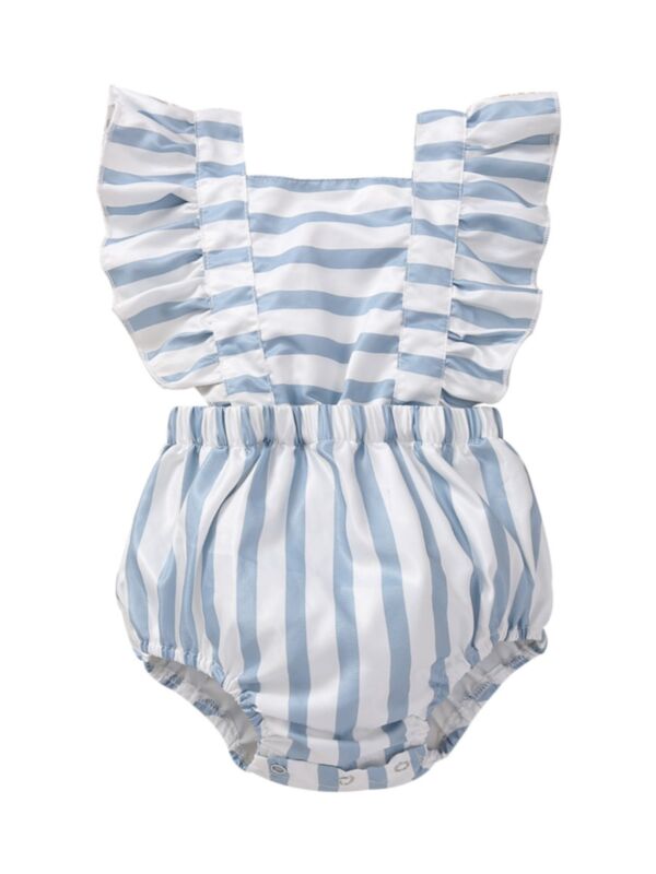 Baby Girl Stripe Flutter Sleeve Bodysuit