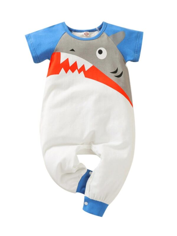 Baby Boy Shark Raglan Sleeve Jumpsuit